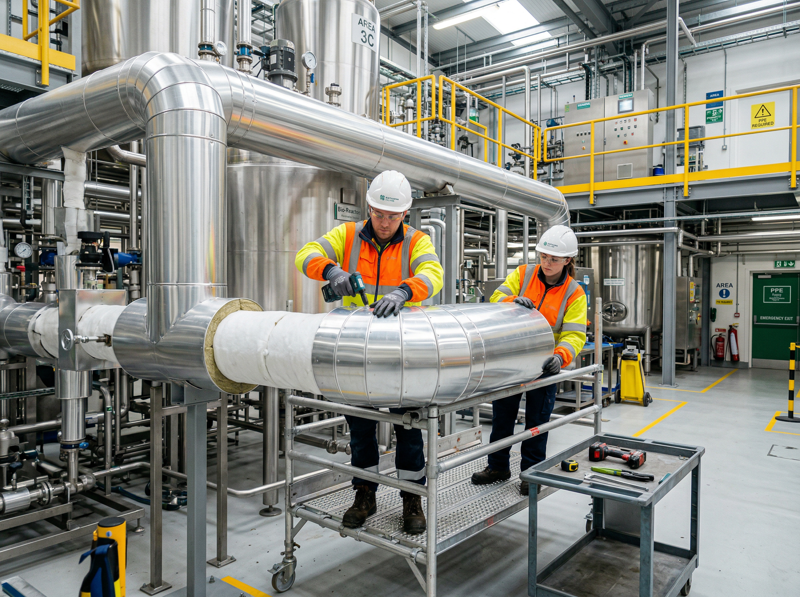 Thermal insulation work being carried out on a pharmaceutical plant in Ireland
