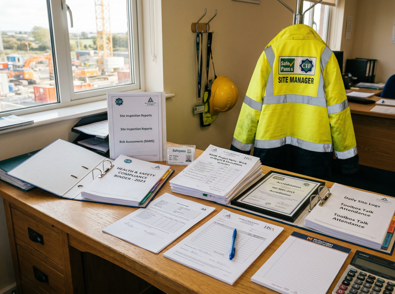 Safety documentation and compliance paperwork for an Irish contractor